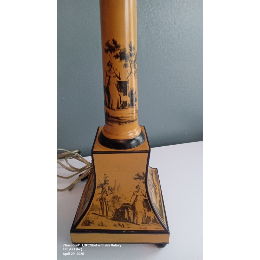 Vintage‎ Tole Painted Table Lamp Column Style Greek Revival Decor